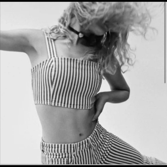 Zara denim stripe crop top NWT - Picture 2 of 4